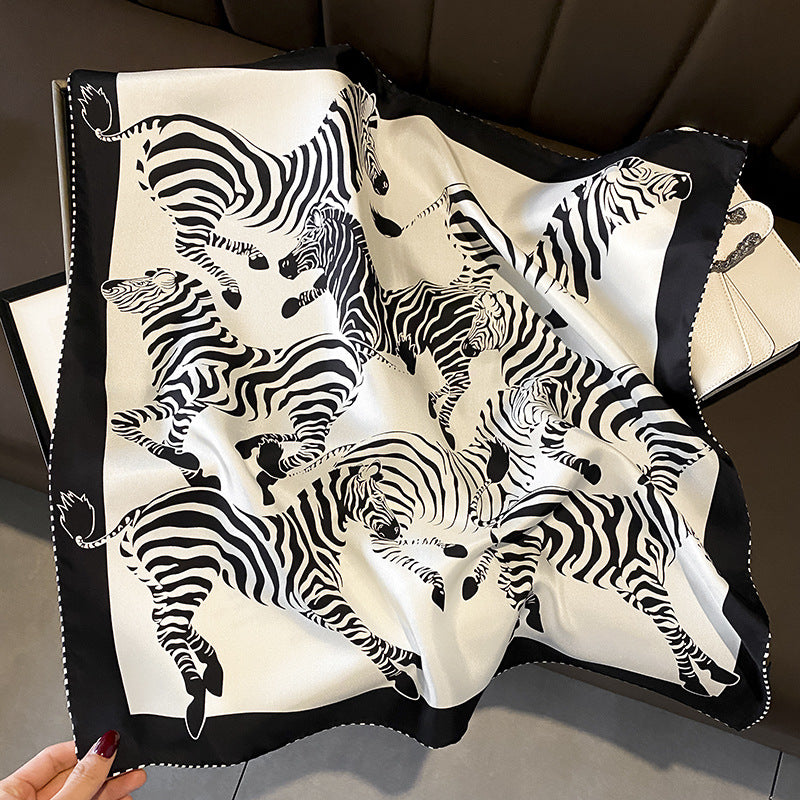 Women's Zebra Pattern Silk Scarf nihaodropshipping