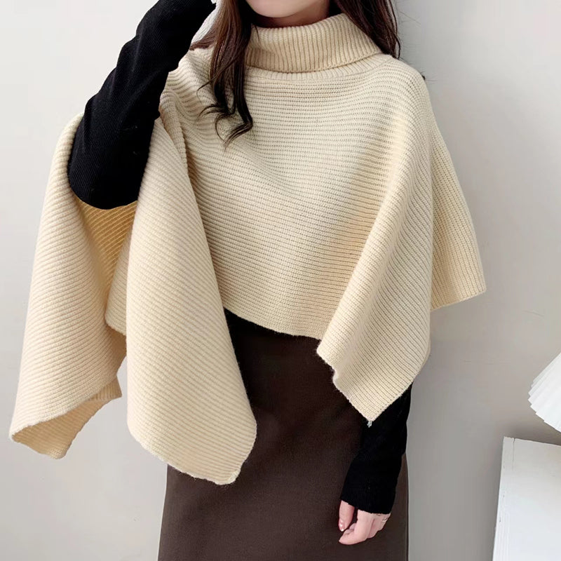 Winter New Irregular Turtleneck Knitted Cloak nihaodropshipping