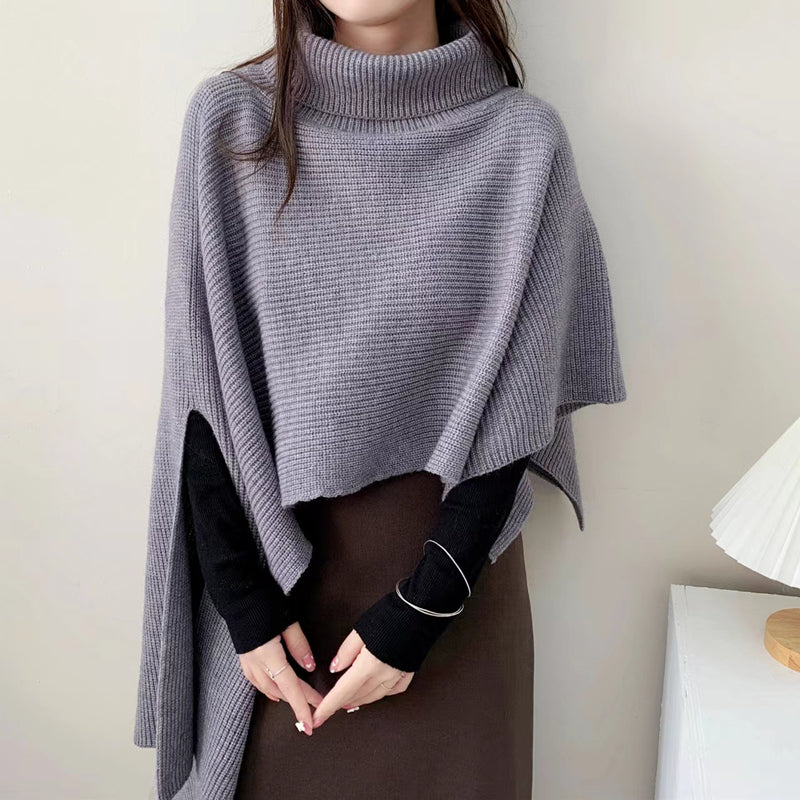 Winter New Irregular Turtleneck Knitted Cloak nihaodropshipping