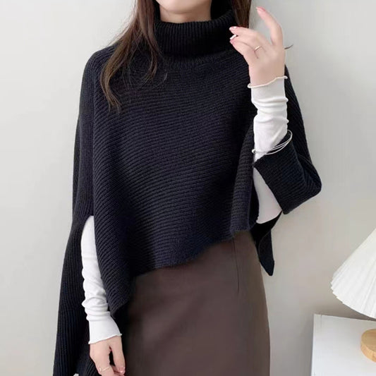 Winter New Irregular Turtleneck Knitted Cloak nihaodropshipping