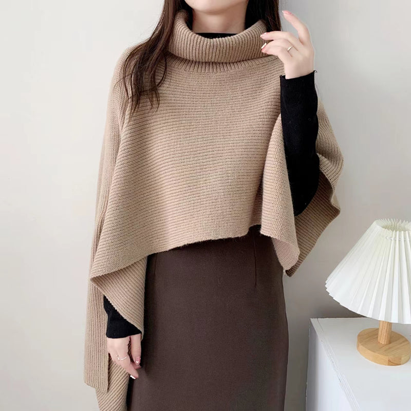 Winter New Irregular Turtleneck Knitted Cloak nihaodropshipping