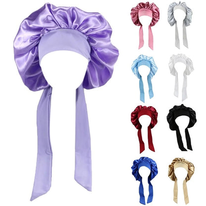 Women's Large Satin Hair Bonnet With Tie Front nihaodropshipping