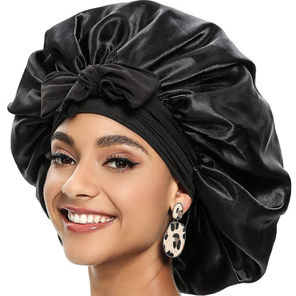 Women's Large Satin Hair Bonnet With Tie Front nihaodropshipping