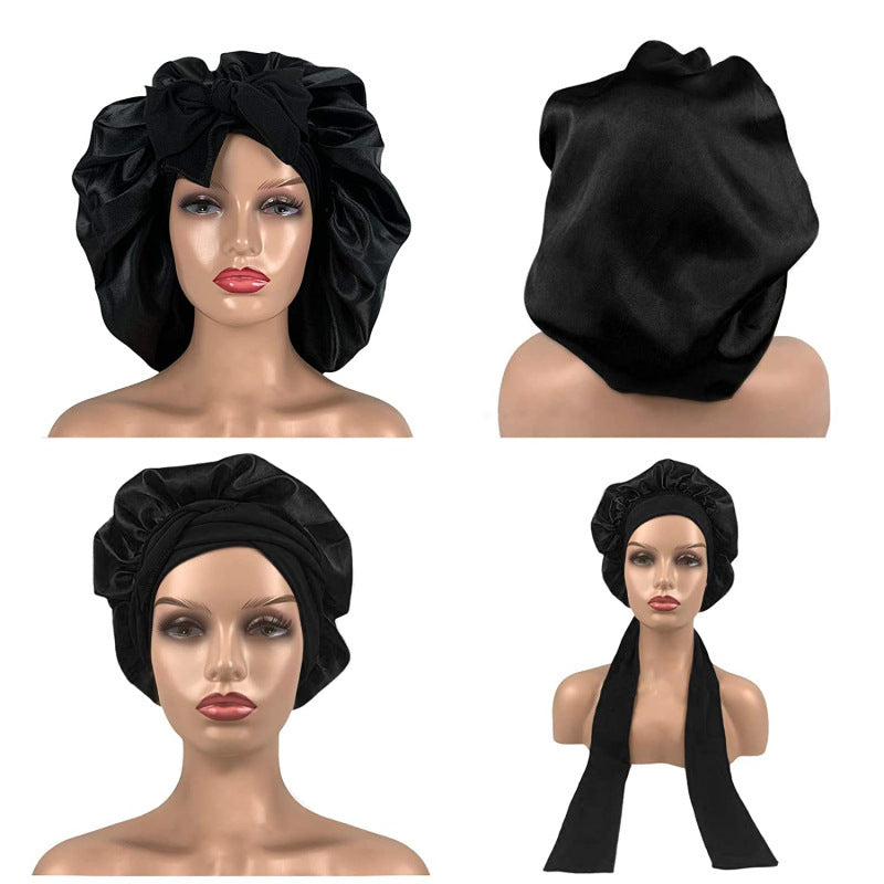 Women's Large Satin Hair Bonnet With Tie Front nihaodropshipping