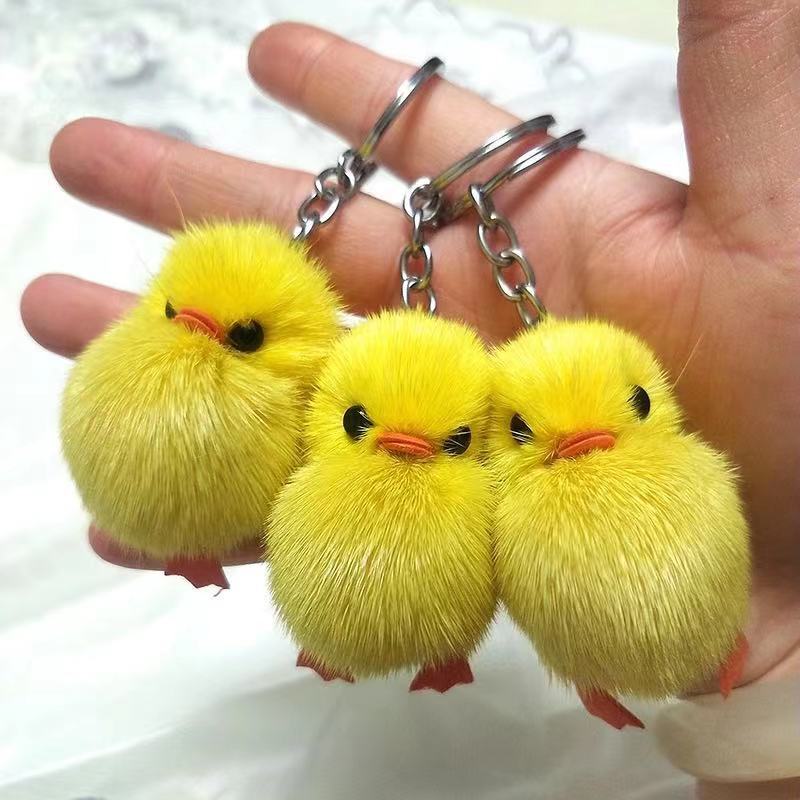 Mink Plush Little Duck Keychain Cute Furry Keychain (Random Color) nihaodropshipping