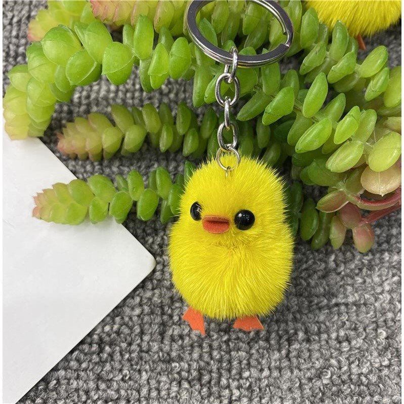 Mink Plush Little Duck Keychain Cute Furry Keychain (Random Color) nihaodropshipping