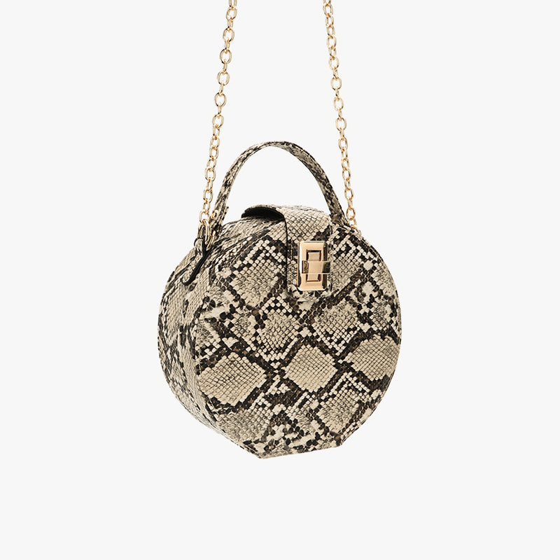 Women's Snake Print Round Crossbody Bag nihaodropshipping