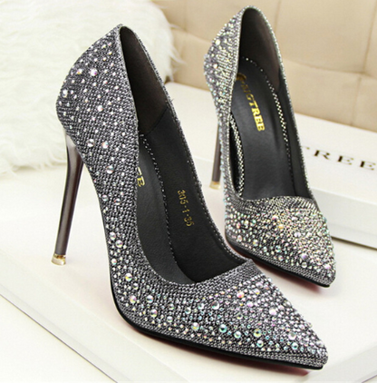 Spring High Heel Women's Wedding Shoes With Crystal Evening Dress Bridal Shoes