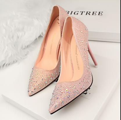 Spring High Heel Women's Wedding Shoes With Crystal Evening Dress Bridal Shoes