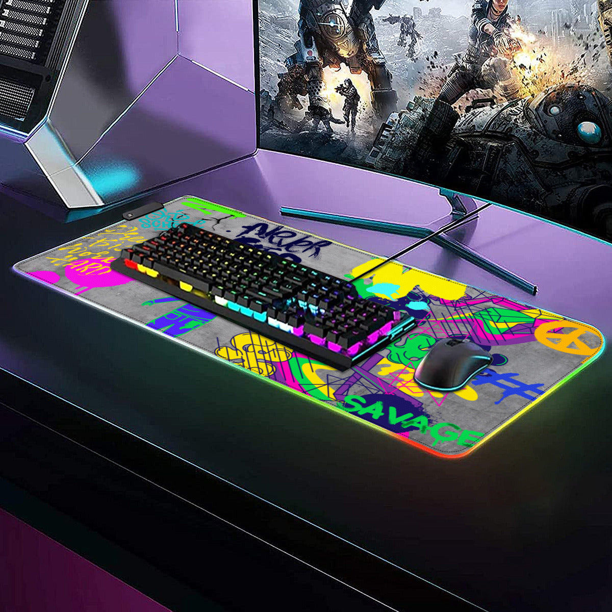 Multi-Interface Lighted Mouse Pad｜Rubber - Graffiti, Paint, Art, Spray Painting, Don't Give Up, Inspirational, Motivational (Designed by Dunbi)