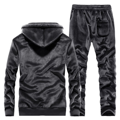 Men's Faux Velvet Sweat Suit with Back Pocket nihaodropshipping