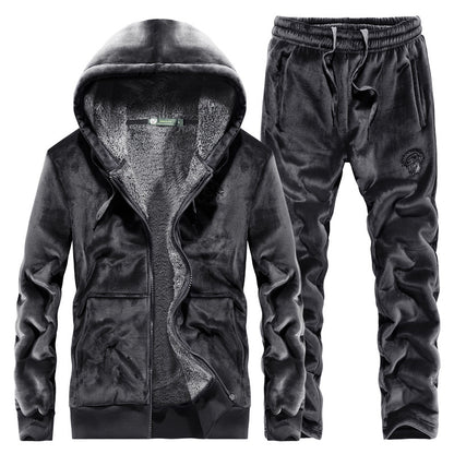 Men's Faux Velvet Sweat Suit with Back Pocket nihaodropshipping