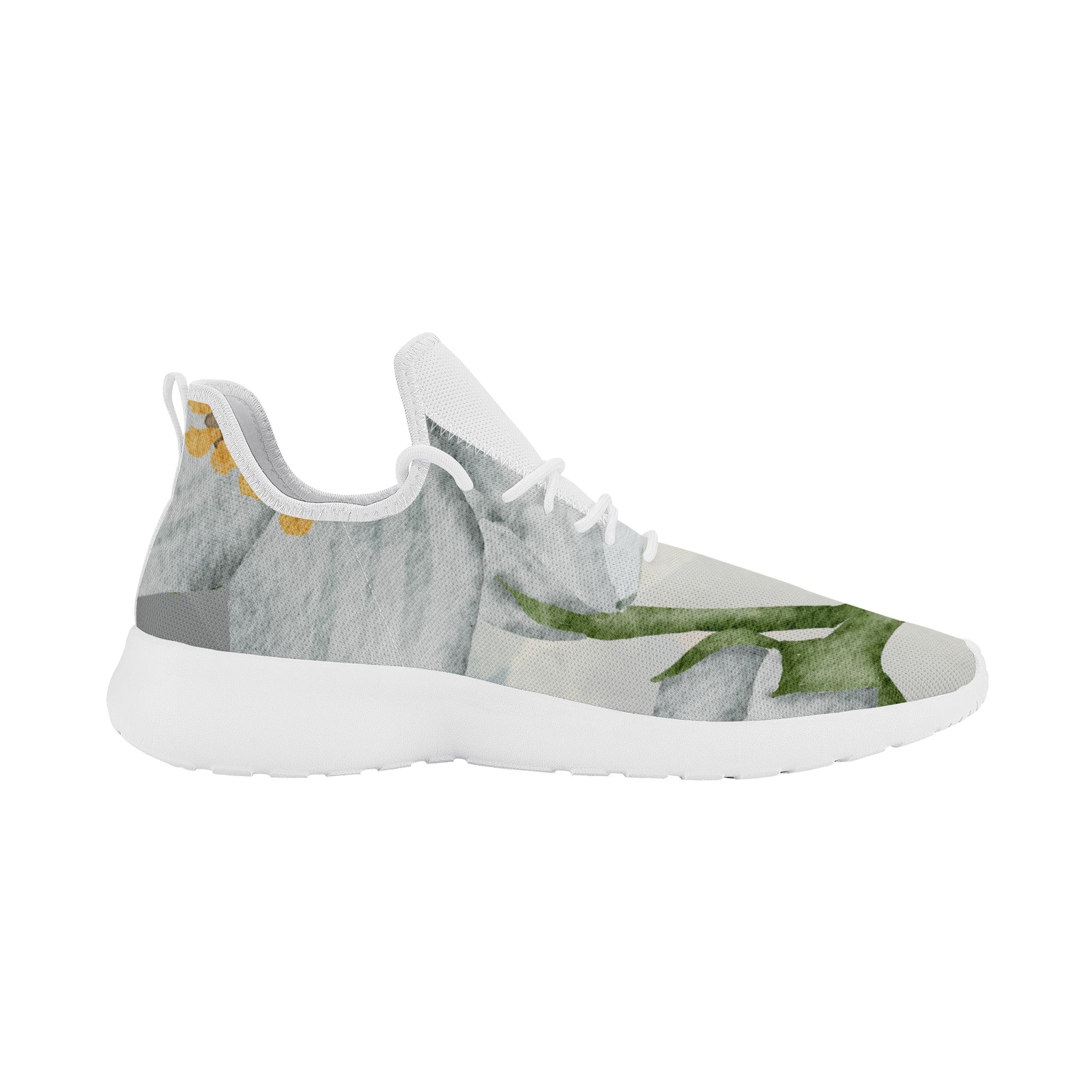 Men's New Mesh Knit Sneakers Gray Soft Floral (Designed by Dunbi) PopCustoms