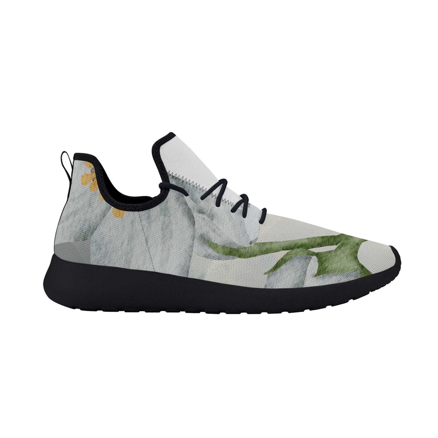 Men's New Mesh Knit Sneakers Gray Soft Floral (Designed by Dunbi) PopCustoms