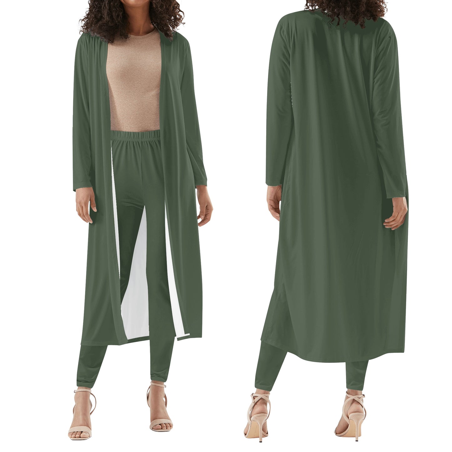 Women's Long Sleeve Cardigan and Leggings 2pcs Forrest Green (Designed by Dunbi) PopCustoms