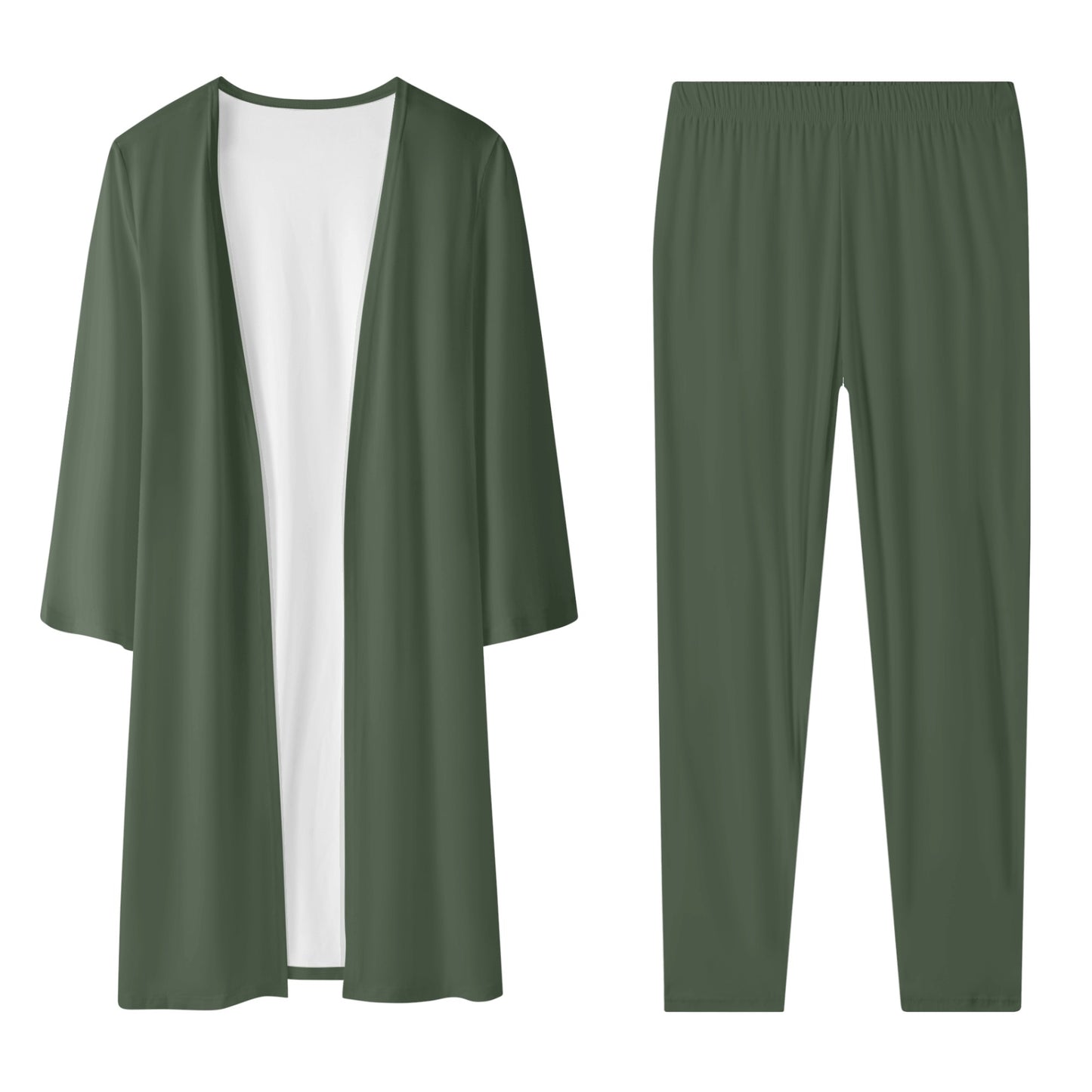 Women's Long Sleeve Cardigan and Leggings 2pcs Forrest Green (Designed by Dunbi) PopCustoms