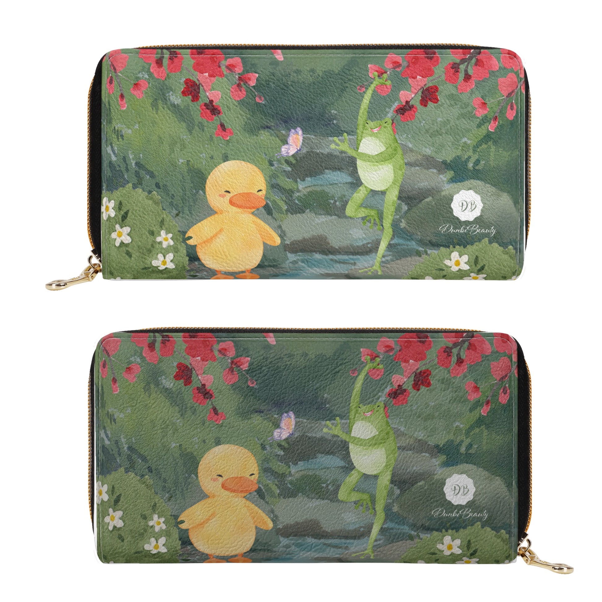 PU L - Zipper Purse The Duck, the Frog and Mr. Butterfly (Designed by Dunbi) PopCustoms