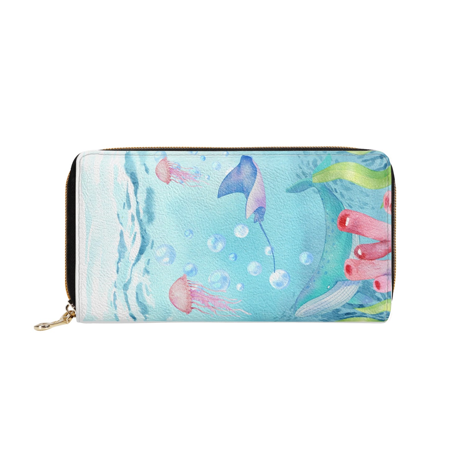 PU L - Zipper Purse Blowing Bubbles Unders the Sea (Designed by Dunbi) PopCustoms