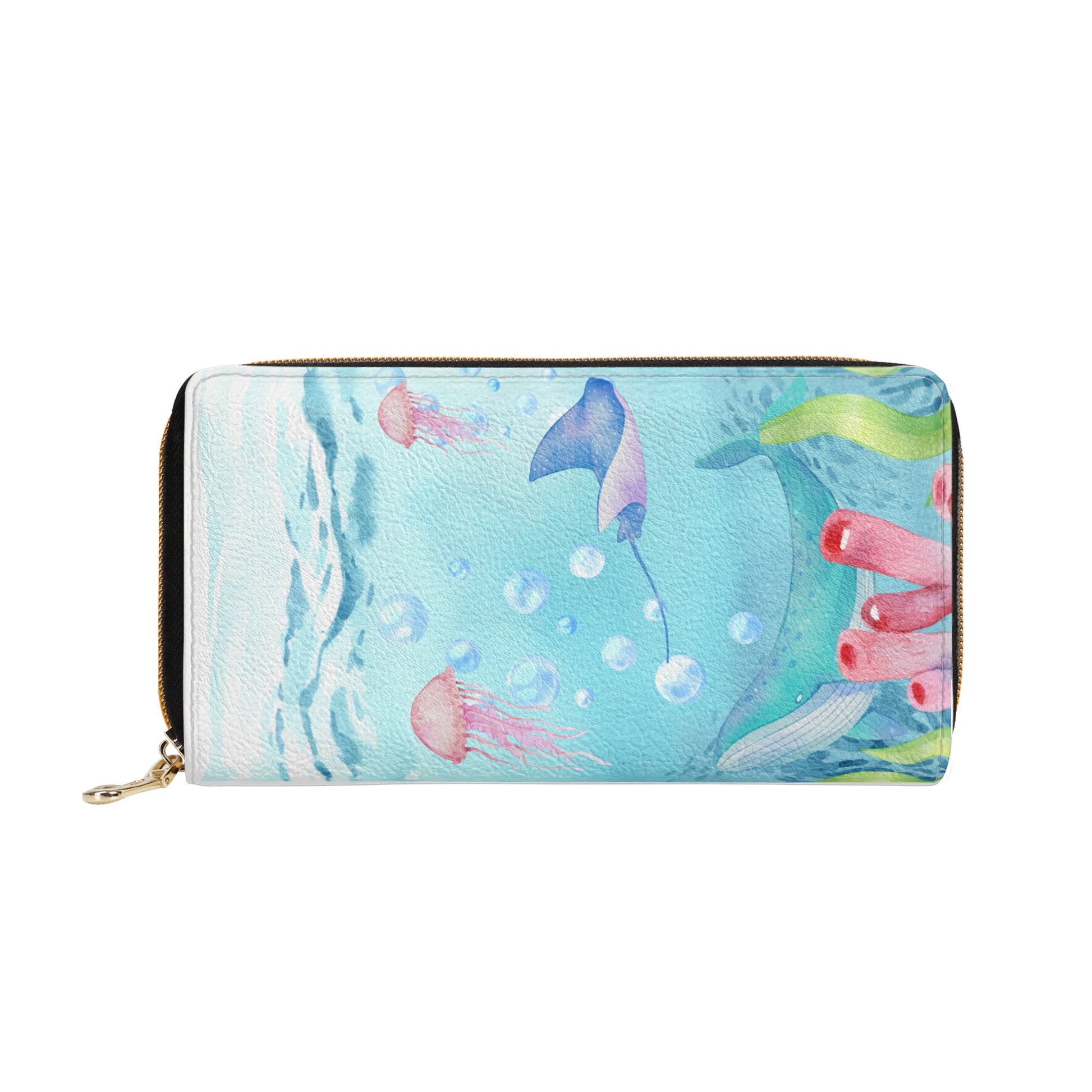 PU L - Zipper Purse Blowing Bubbles Unders the Sea (Designed by Dunbi) PopCustoms