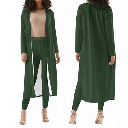 Women's Long Sleeve Cardigan and Leggings 2pcs Emerald (Designed by Dunbi) PopCustoms