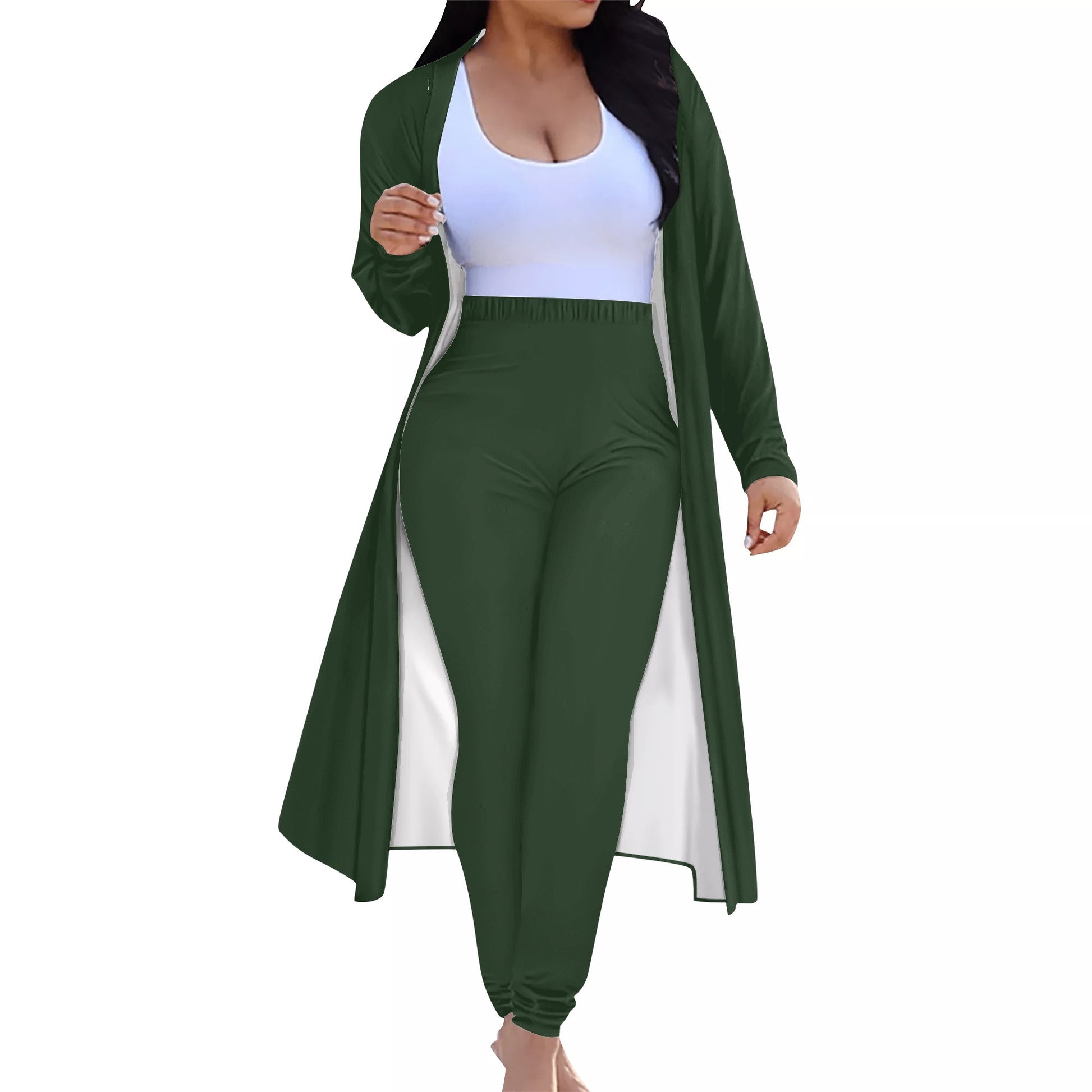 Women's Long Sleeve Cardigan and Leggings 2pcs Emerald (Designed by Dunbi) PopCustoms