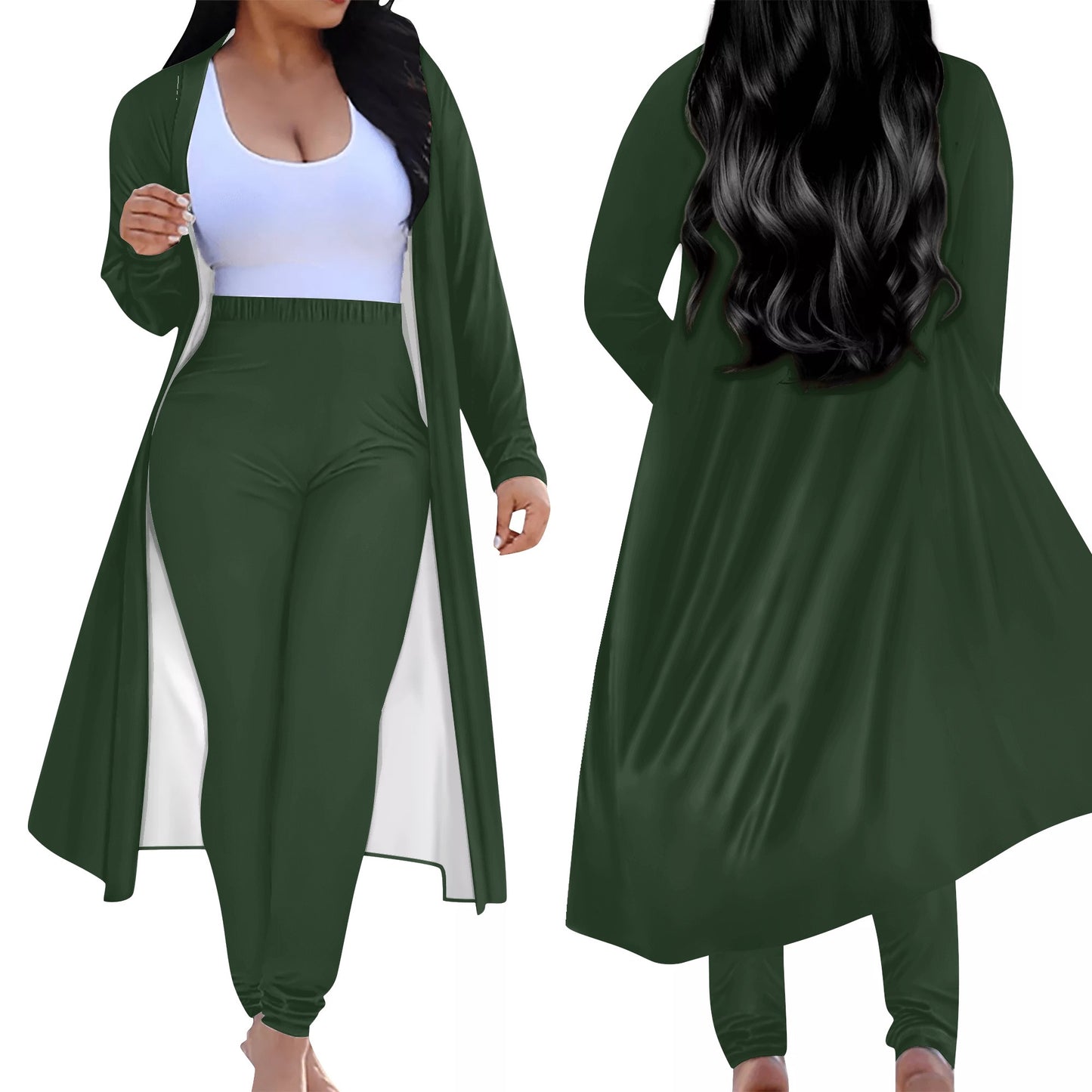 Women's Long Sleeve Cardigan and Leggings 2pcs Emerald (Designed by Dunbi) PopCustoms