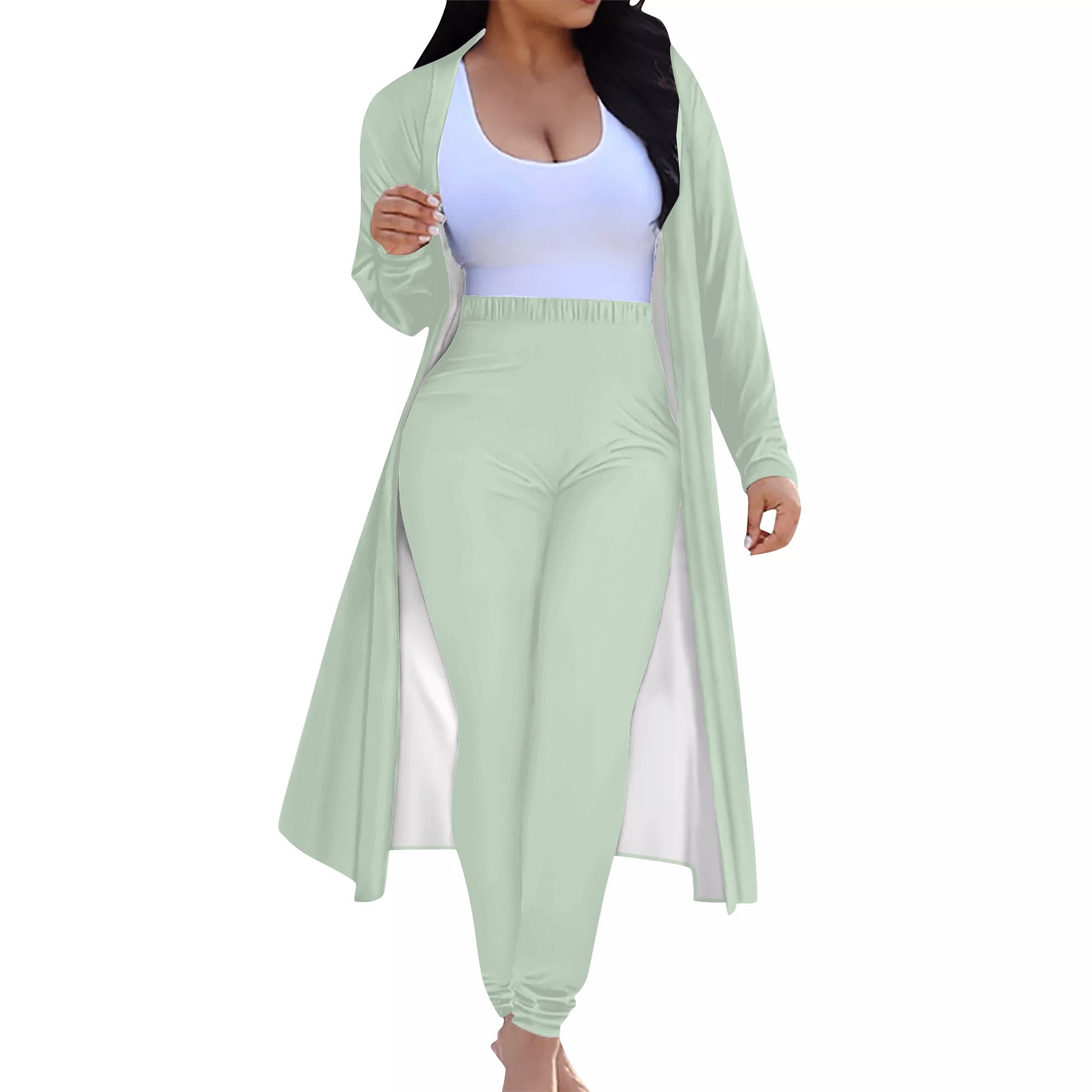 Women's Long Sleeve Cardigan and Leggings 2pcs Mint (Designed by Dunbi) PopCustoms