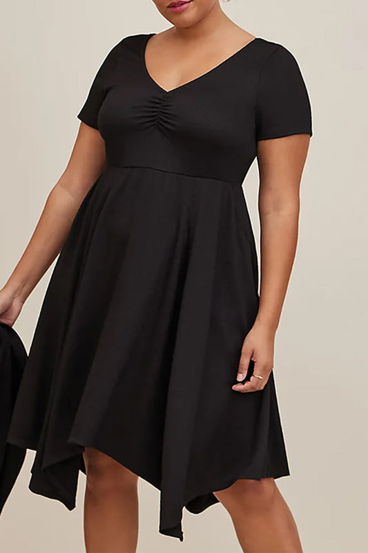 Plus Size Ruched Sweetheart Fit & Flare Midi Dress