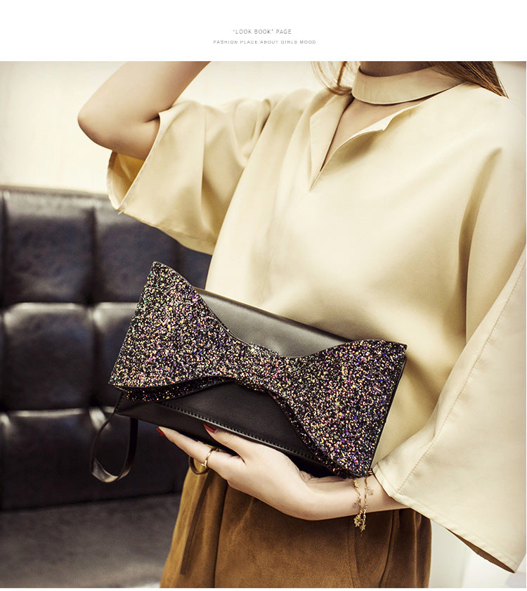 Women's Giant Glitter Bow Clutch Bag nihaodropshipping