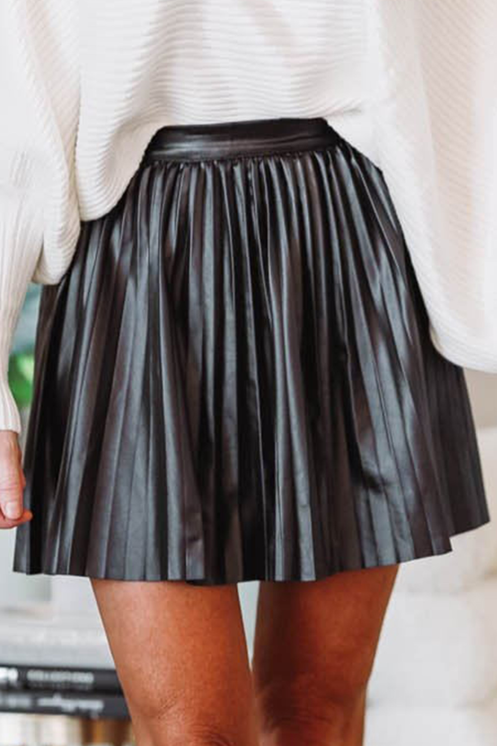 Black Pleated High Waist Mini Skirt Kiwidrop