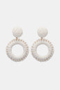 Round Shape Raffia Grass Dangle Earrings