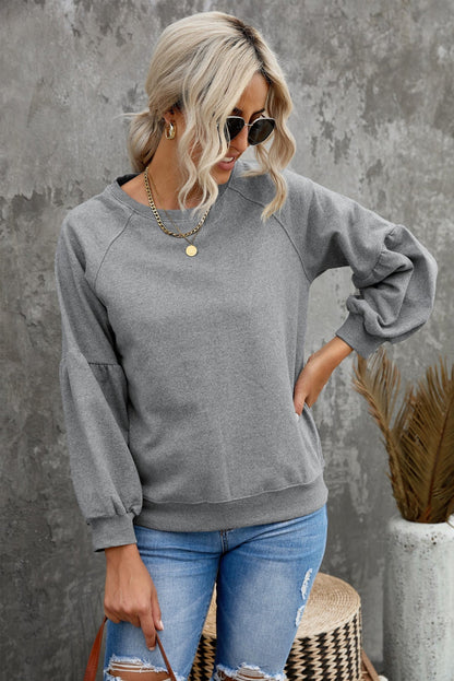 Raglan Patchwork Sleeve Pullover Sweatshirt Kiwidrop