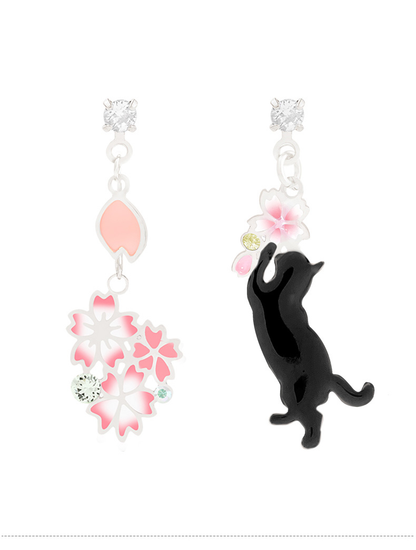 Women's  Cute Cherry & Cat Earrings Kiwidrop