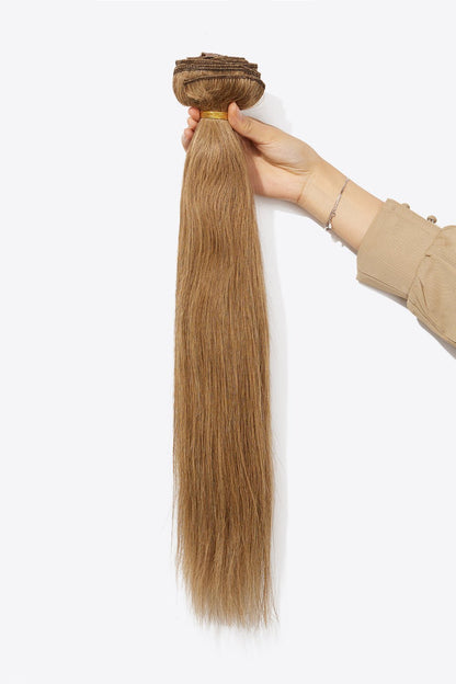 18''140g #10 Natural Straight Clip-in Hair Extensions Human Hair - DunbiBeauty, LLC