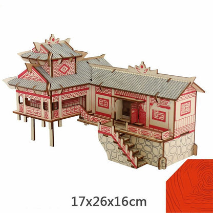 Small Wooden House 3d Fight Children's Building Block Toy Intelligence Development