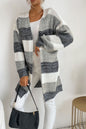 Striped Long Sleeve Duster Cardigan Trendsi