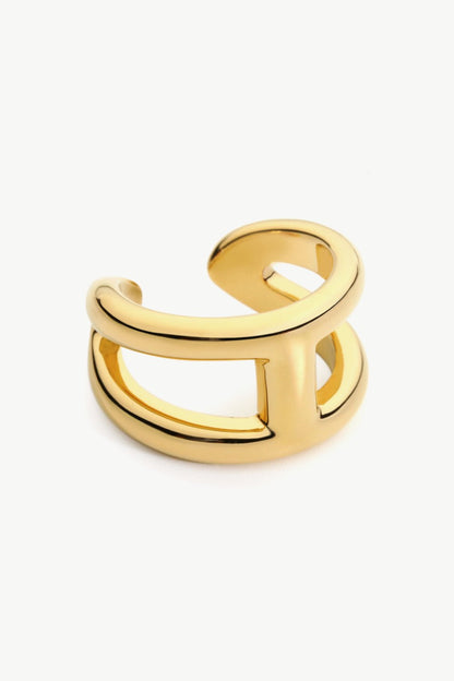 18K Gold Plated Double-Layered Open Ring - DunbiBeauty, LLC