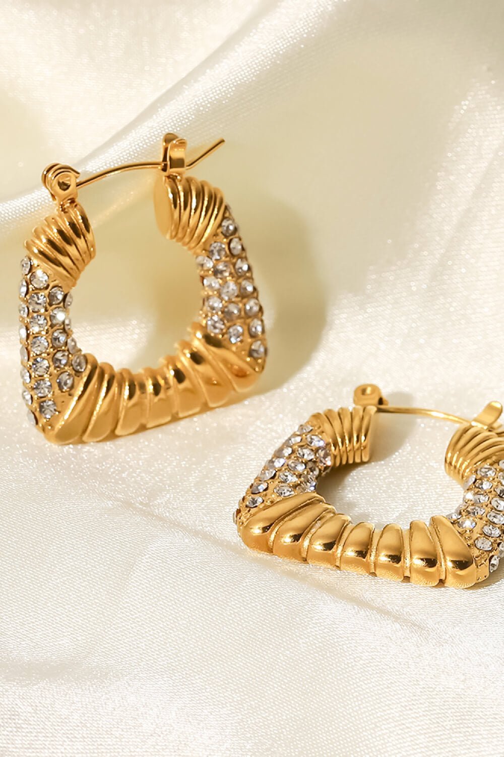 18K Gold Plated Inlaid Cubic Zirconia Earrings - DunbiBeauty, LLC