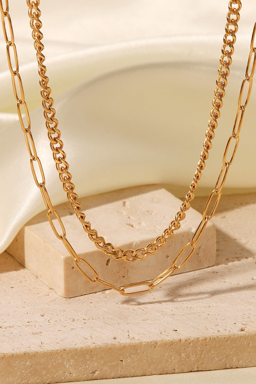 18K Gold Plated Layered Chain Necklace - DunbiBeauty, LLC