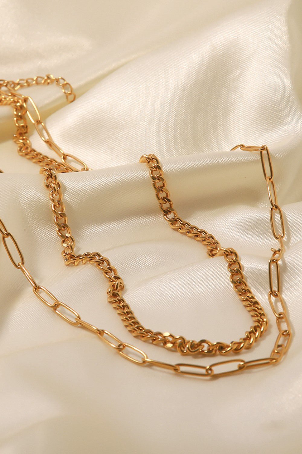 18K Gold Plated Layered Chain Necklace - DunbiBeauty, LLC