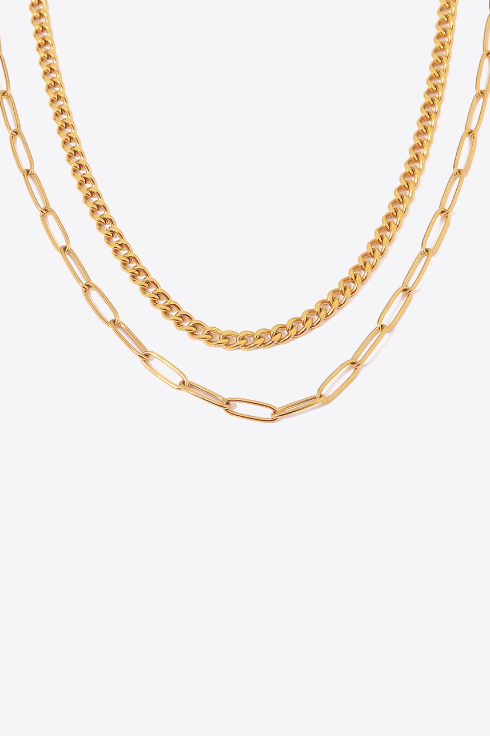 18K Gold Plated Layered Chain Necklace - DunbiBeauty, LLC