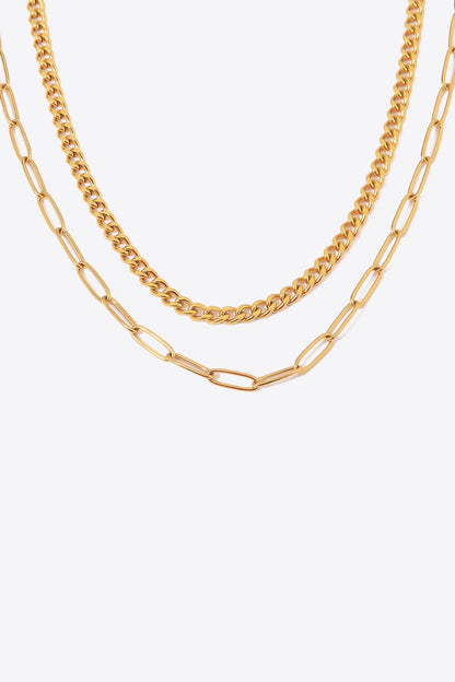 18K Gold Plated Layered Chain Necklace - DunbiBeauty, LLC