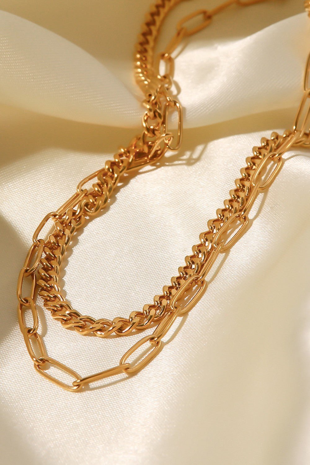 18K Gold Plated Layered Chain Necklace - DunbiBeauty, LLC