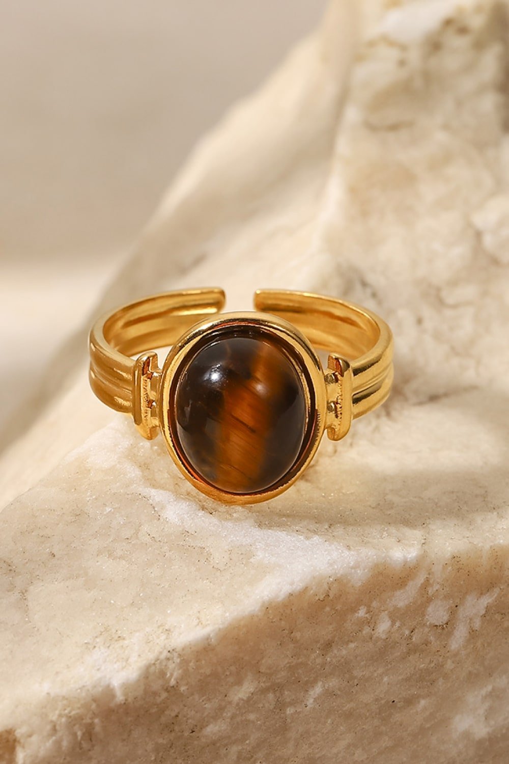 18K Gold Plated Open Ring - DunbiBeauty, LLC