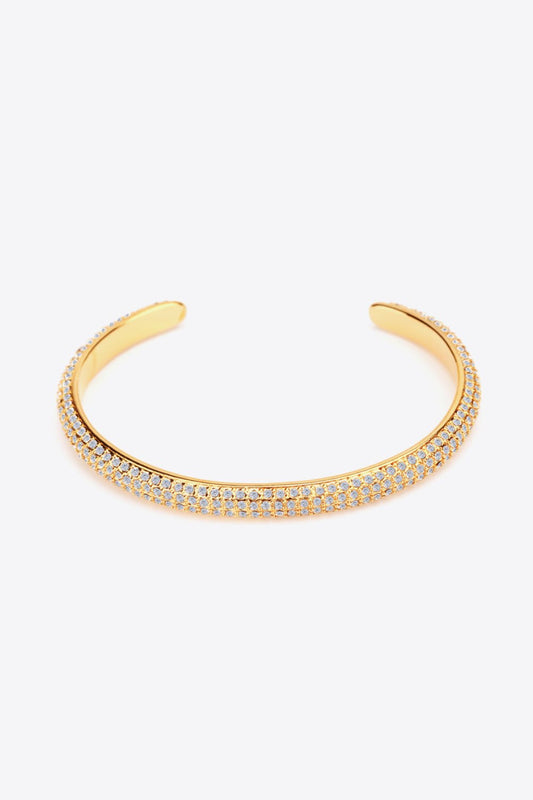 18K Gold-Plated Rhinestone Open Bracelet - DunbiBeauty, LLC