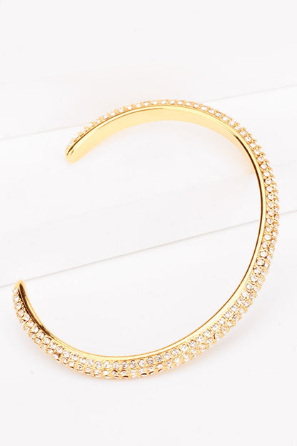 18K Gold-Plated Rhinestone Open Bracelet - DunbiBeauty, LLC