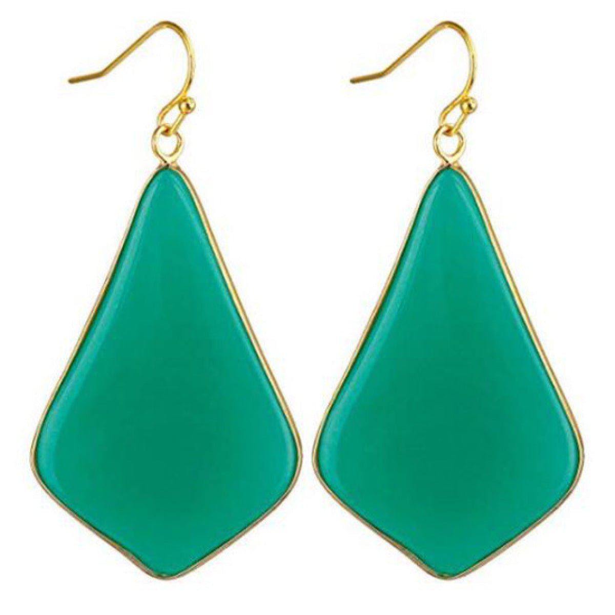 18K Gold Plated Rhombus Shape Natural Stone Dangle Earrings - DunbiBeauty, LLC