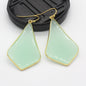 18K Gold Plated Rhombus Shape Natural Stone Dangle Earrings - DunbiBeauty, LLC