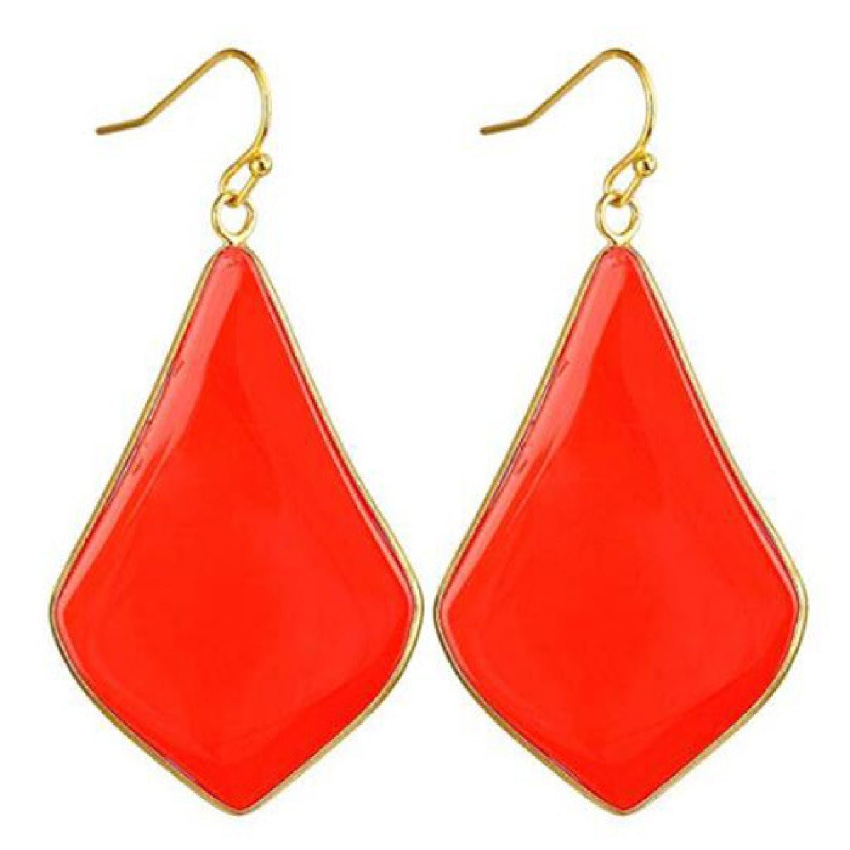 18K Gold Plated Rhombus Shape Natural Stone Dangle Earrings - DunbiBeauty, LLC