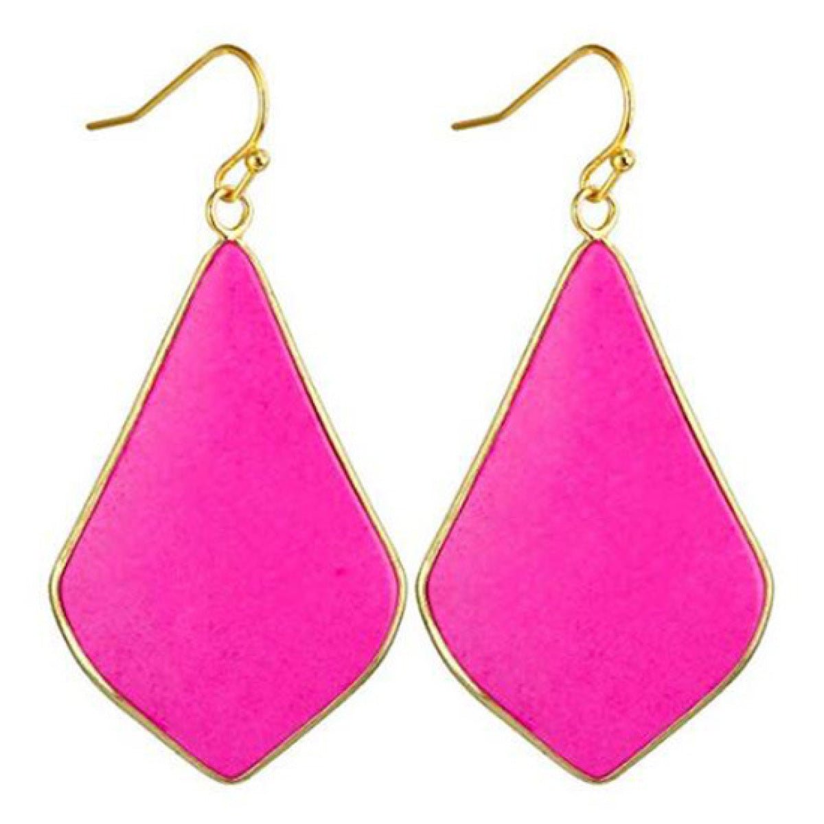 18K Gold Plated Rhombus Shape Natural Stone Dangle Earrings - DunbiBeauty, LLC